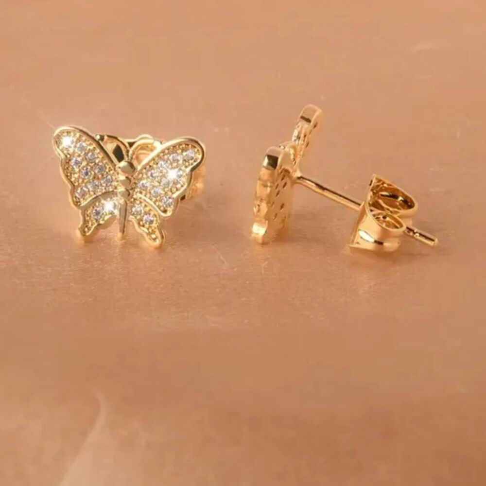 "Winona" 18k Sparkle Luxe CZ Butterfly Stud Earrings - Picture 2 of 3